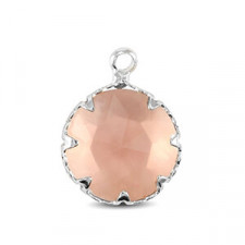 Crystal glass charm 13mm Pink-silver
